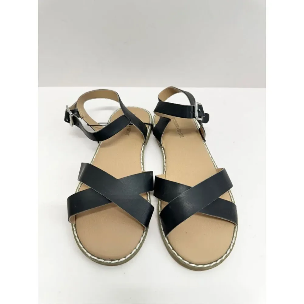 Tucker + Tate‎ Sandals Size 2 Kids Black Crisscross Open Toe NEW